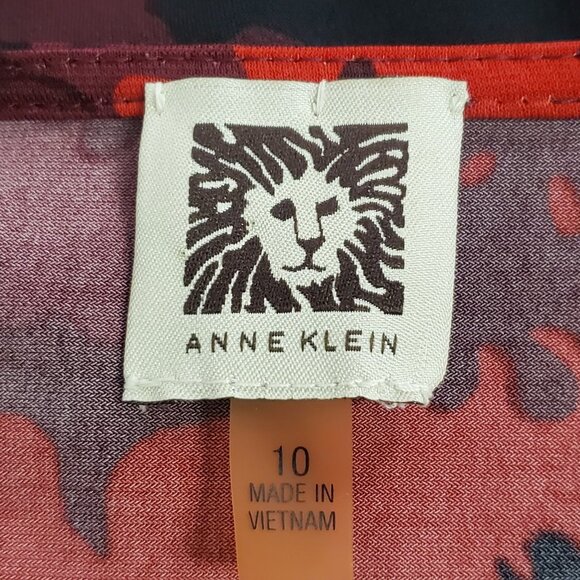 Anne Klein Womens Artsy Abstract Dark Floral Stretch Wrap Dress Size 10 Career - Picture 4 of 12